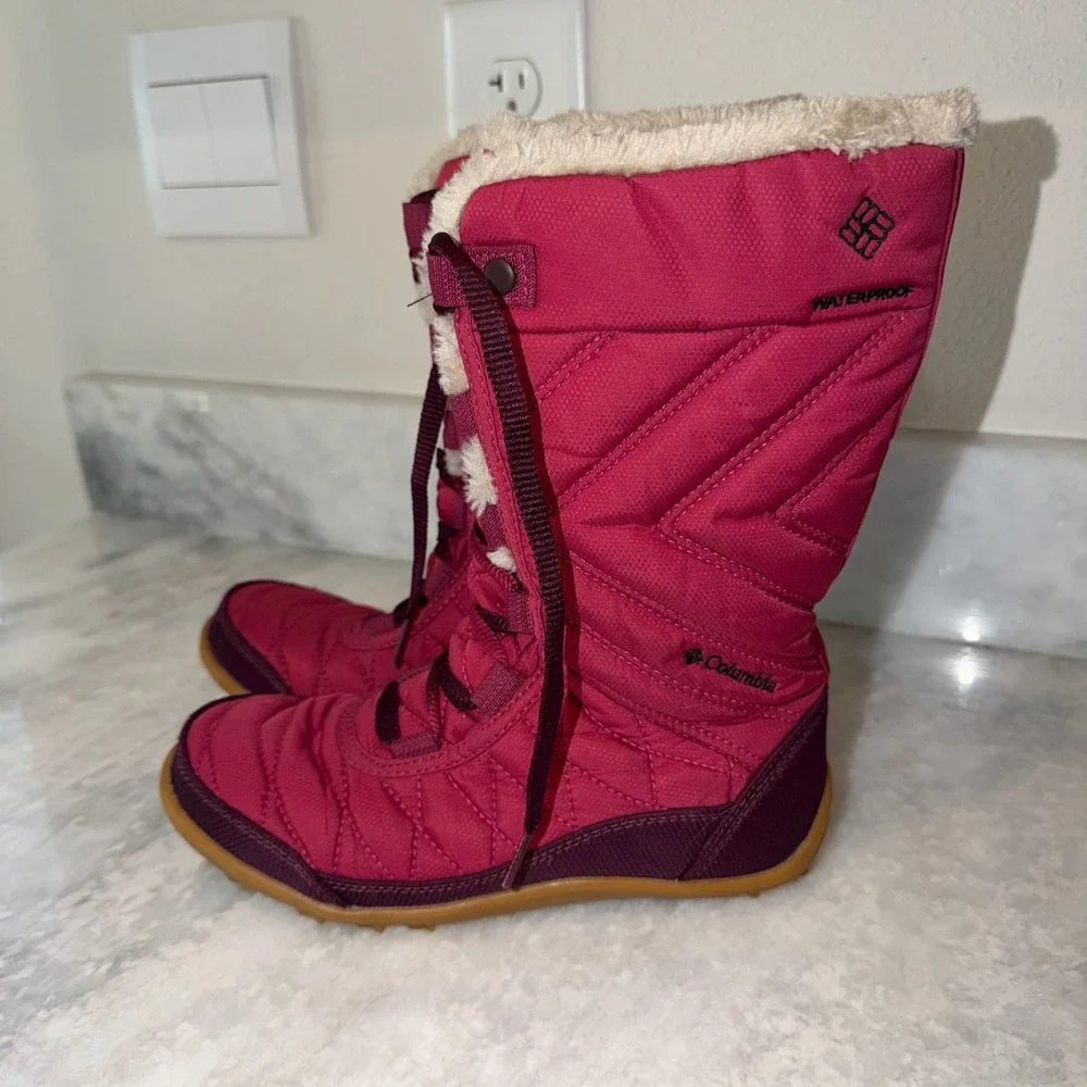 Columbia‎ Minx Mid III Omni-Heat Waterproof Boots Wine Berry Girls Size 3